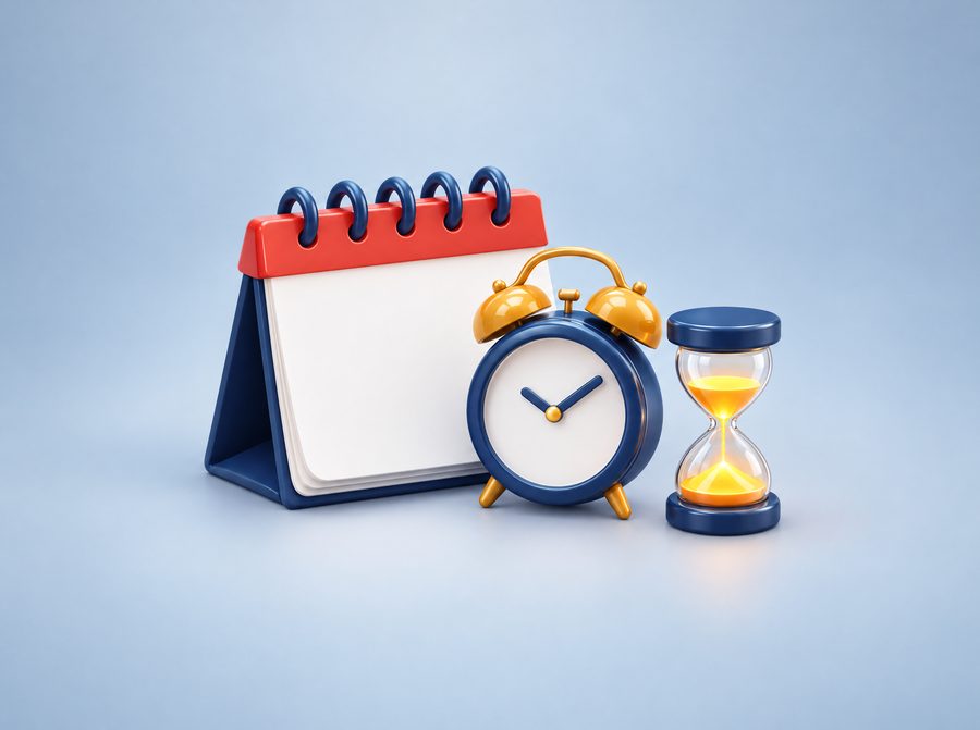 Calendario, sveglia e clessidra: le scadenze